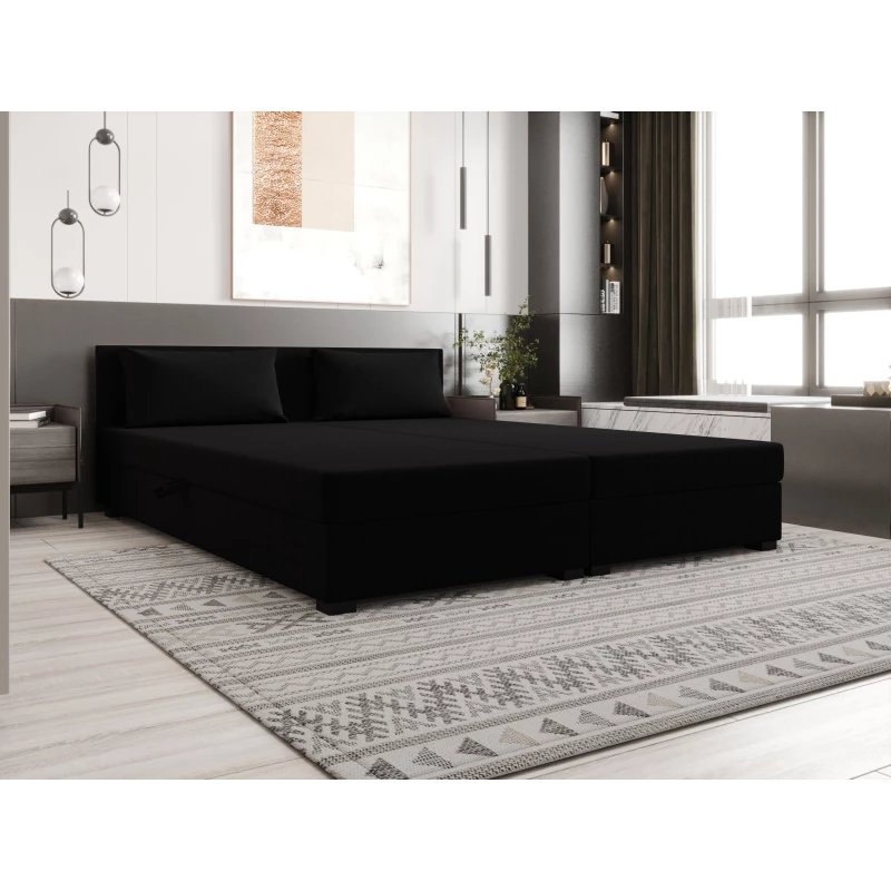 Manželská posteľ 180x200 ZAJDA DOUBLE 1 s úložným priestorom - čierna