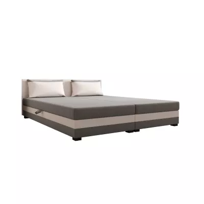 Manželská posteľ 180x200 ZAJDA DOUBLE 1 s úložným priestorom - svetlo šedá / ecru