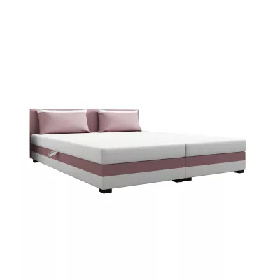 Manželská posteľ 180x200 ZAJDA DOUBLE 1 s úložným priestorom - ružová / biela