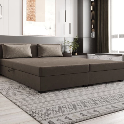 Manželská posteľ 180x200 ZAJDA DOUBLE 1 s úložným priestorom - tmavo hnedá