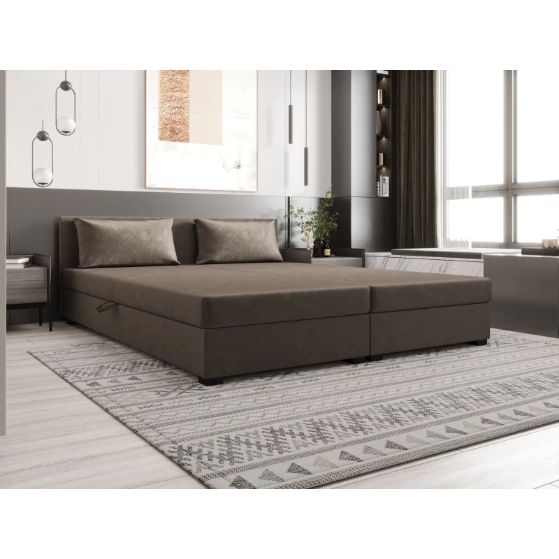 Manželská posteľ 180x200 ZAJDA DOUBLE 1 s úložným priestorom - tmavo hnedá