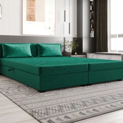 Manželská posteľ 180x200 ZAJDA DOUBLE 1 s úložným priestorom - zelená