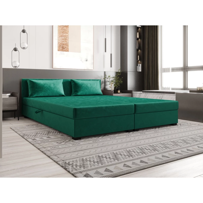 Manželská posteľ 180x200 ZAJDA DOUBLE 1 s úložným priestorom - zelená