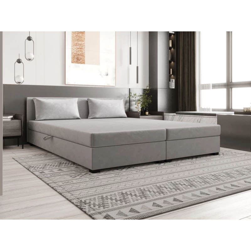 Manželská posteľ 180x200 ZAJDA DOUBLE 1 s úložným priestorom - svetlo šedá