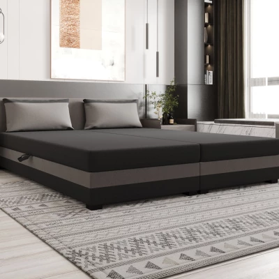 Manželská posteľ 180x200 ZAJDA DOUBLE 2 s úložným priestorom - šedá / svetlo šedá