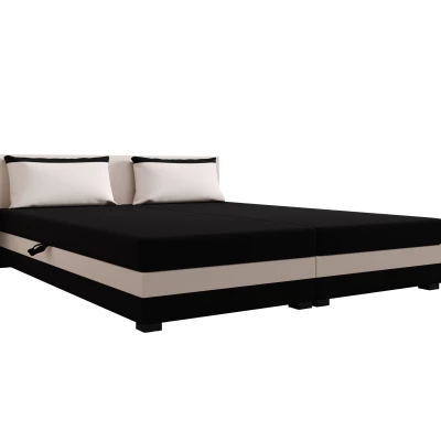 Manželská posteľ 180x200 ZAJDA DOUBLE 2 s úložným priestorom - čierna / ecru