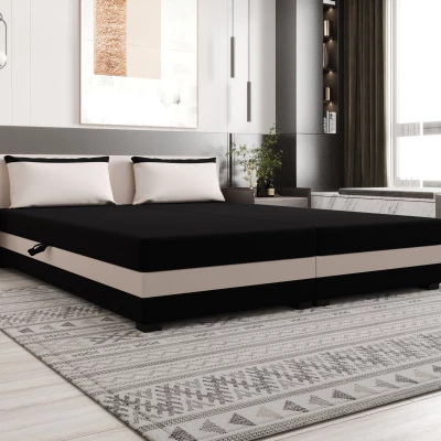 Manželská posteľ 180x200 ZAJDA DOUBLE 2 s úložným priestorom - čierna / ecru