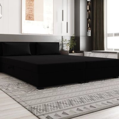 Manželská posteľ 180x200 ZAJDA DOUBLE 2 s úložným priestorom - čierna