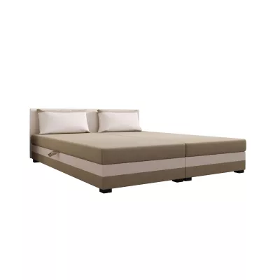 Manželská posteľ 180x200 ZAJDA DOUBLE 2 s úložným priestorom - hnedá / ecru