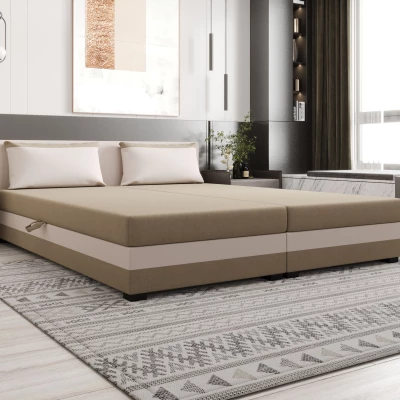 Manželská posteľ 180x200 ZAJDA DOUBLE 2 s úložným priestorom - hnedá / ecru