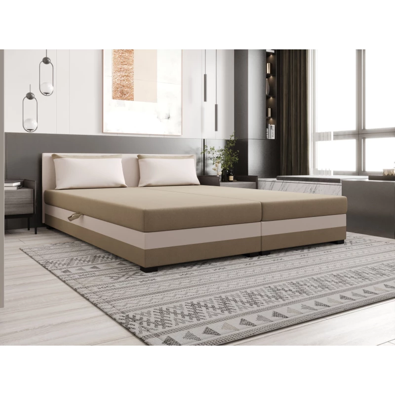 Manželská posteľ 180x200 ZAJDA DOUBLE 2 s úložným priestorom - hnedá / ecru