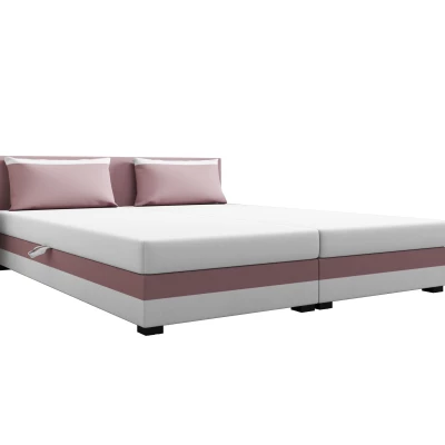 Manželská posteľ 180x200 ZAJDA DOUBLE 2 s úložným priestorom - ružová / biela