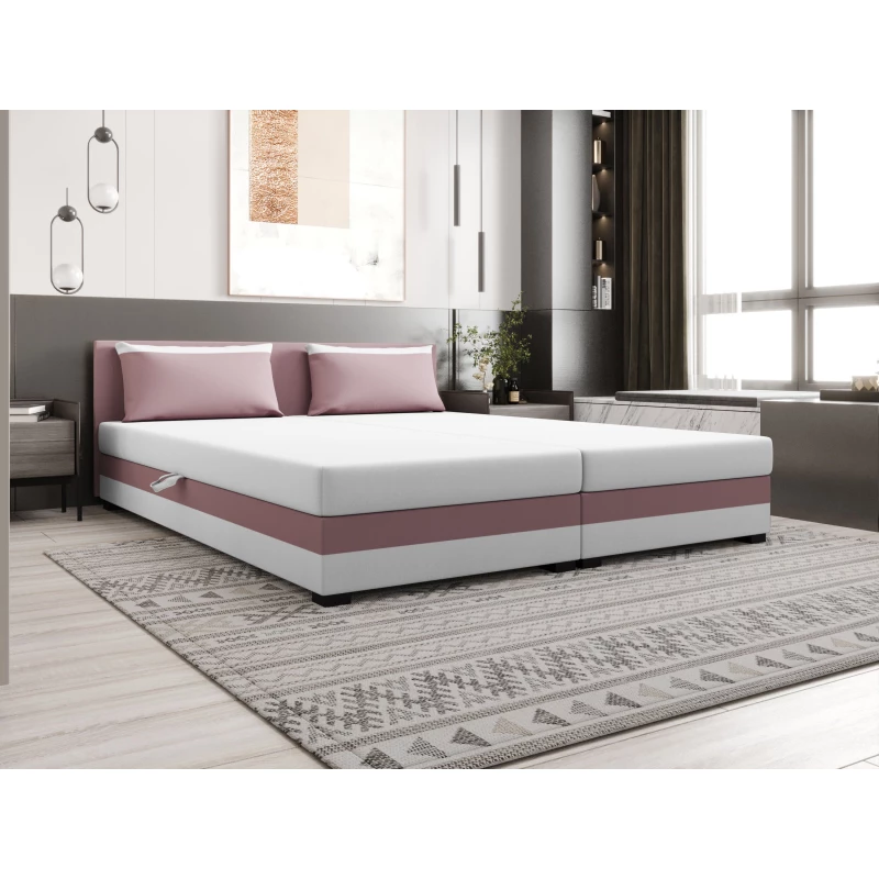 Manželská posteľ 180x200 ZAJDA DOUBLE 2 s úložným priestorom - ružová / biela