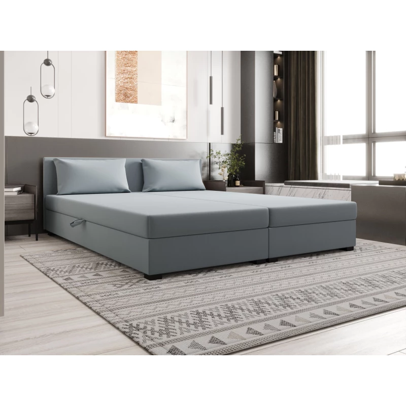 Manželská posteľ 180x200 ZAJDA DOUBLE 2 s úložným priestorom - modrošedá