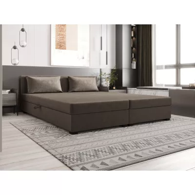 Manželská posteľ 180x200 ZAJDA DOUBLE 2 s úložným priestorom - tmavo hnedá