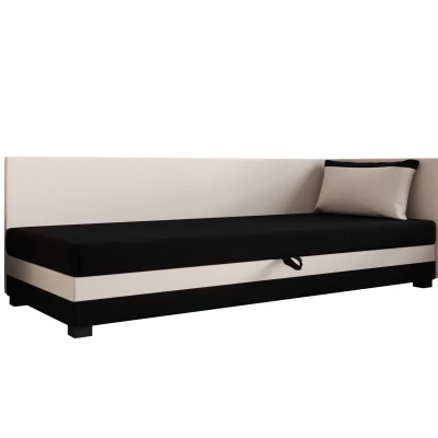 Jednolôžková posteľ 120x195 ZAJDA PLUS 1 s úložným priestorom - čierna / ecru