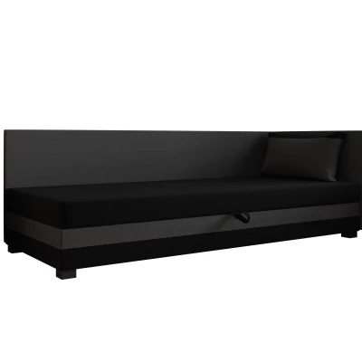 Jednolôžková posteľ 90x195 ZAJDA PLUS 1 s úložným priestorom - čierna / šedá