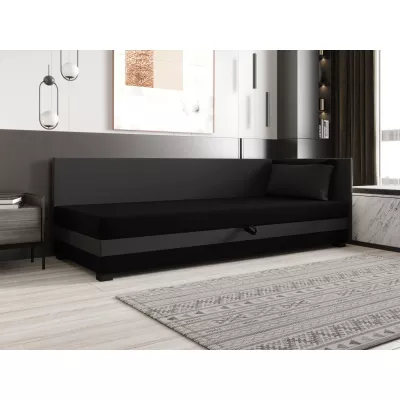 Jednolôžková posteľ 90x195 ZAJDA PLUS 1 s úložným priestorom - čierna / šedá