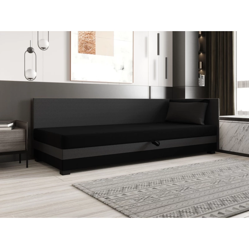 Jednolôžková posteľ 110x195 ZAJDA PLUS 1 s úložným priestorom - čierna / šedá