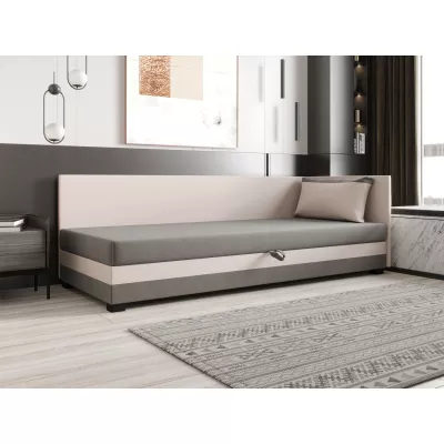 Jednolôžková posteľ 110x195 ZAJDA PLUS 1 s úložným priestorom - svetlo šedá / ecru