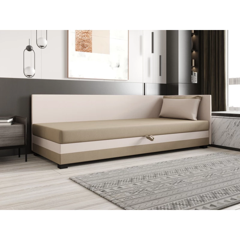 Jednolôžková posteľ 80x195 ZAJDA PLUS 1 s úložným priestorom - hnedá / ecru