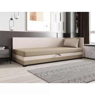 Jednolôžková posteľ 90x195 ZAJDA PLUS 1 s úložným priestorom - hnedá / ecru