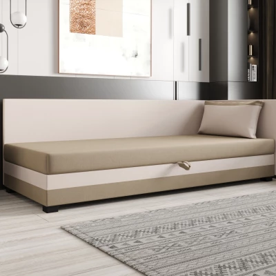 Jednolôžková posteľ 100x195 ZAJDA PLUS 1 s úložným priestorom - hnedá / ecru