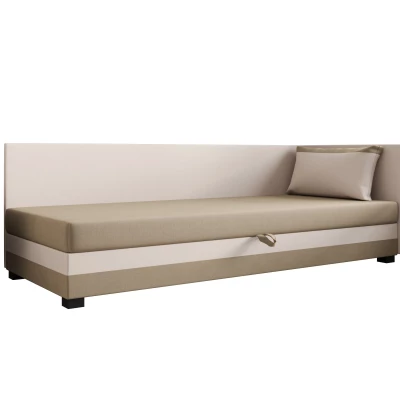 Jednolôžková posteľ 110x195 ZAJDA PLUS 1 s úložným priestorom - hnedá / ecru