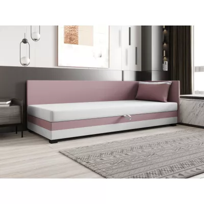 Jednolôžková posteľ 110x195 ZAJDA PLUS 1 s úložným priestorom - ružová / biela