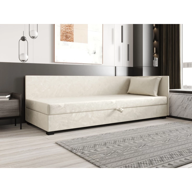 Jednolôžková posteľ 100x195 ZAJDA PLUS 1 s úložným priestorom - ecru