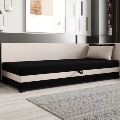 Jednolôžková posteľ 80x195 ZAJDA PLUS 2 s úložným priestorom - čierna / ecru