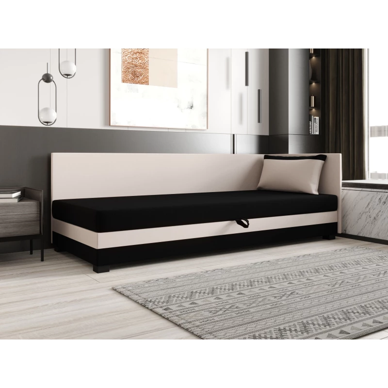 Jednolôžková posteľ 80x195 ZAJDA PLUS 2 s úložným priestorom - čierna / ecru