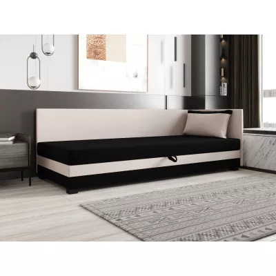 Jednolôžková posteľ 90x195 ZAJDA PLUS 2 s úložným priestorom - čierna / ecru