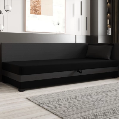 Jednolôžková posteľ 80x195 ZAJDA PLUS 2 s úložným priestorom - čierna / šedá
