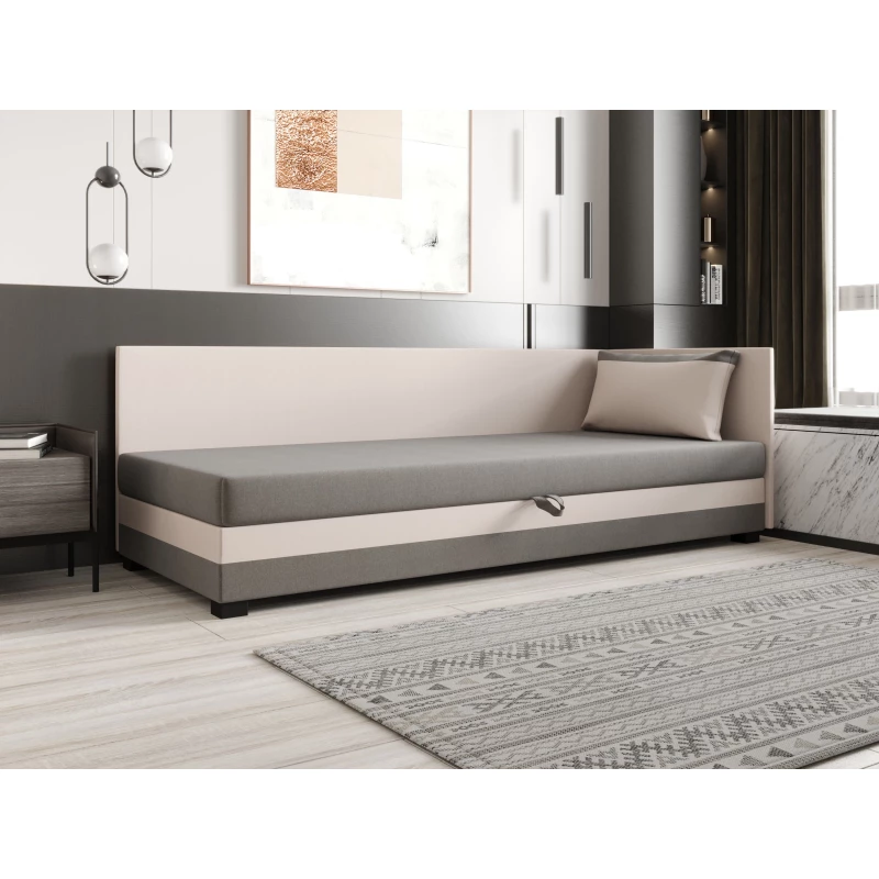 Jednolôžková posteľ 90x195 ZAJDA PLUS 2 s úložným priestorom - svetlo šedá / ecru