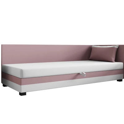 Jednolôžková posteľ 80x195 ZAJDA PLUS 2 s úložným priestorom - ružová / biela