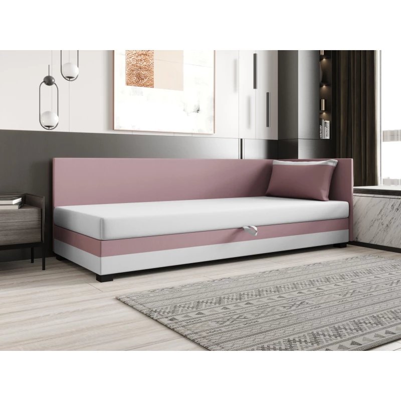 Jednolôžková posteľ 120x195 ZAJDA PLUS 2 s úložným priestorom - ružová / biela