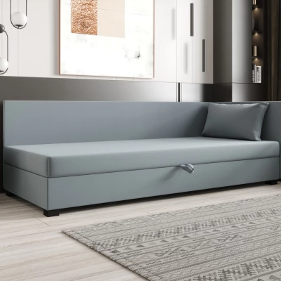 Jednolôžková posteľ 90x195 ZAJDA PLUS 2 s úložným priestorom - modrošedá