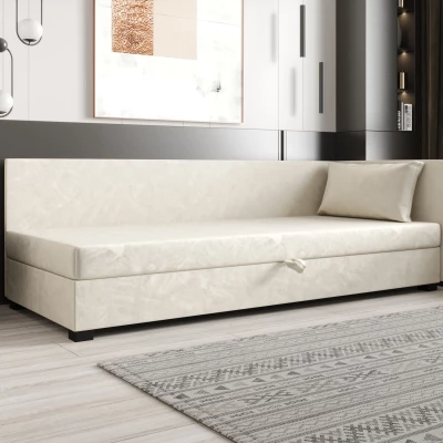 Jednolôžková posteľ 120x195 ZAJDA PLUS 2 s úložným priestorom - ecru