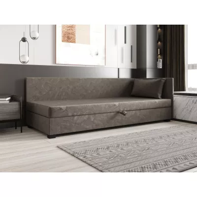 Jednolôžková posteľ 120x195 ZAJDA PLUS 2 s úložným priestorom - tmavo hnedá