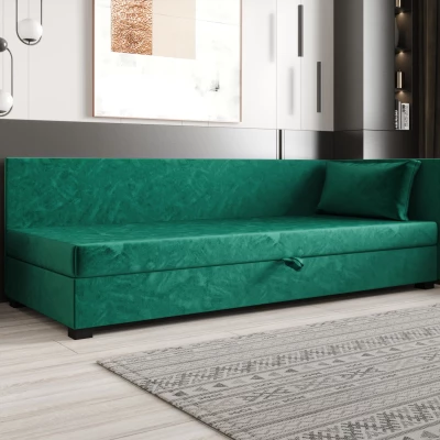 Jednolôžková posteľ 90x195 ZAJDA PLUS 2 s úložným priestorom - zelená