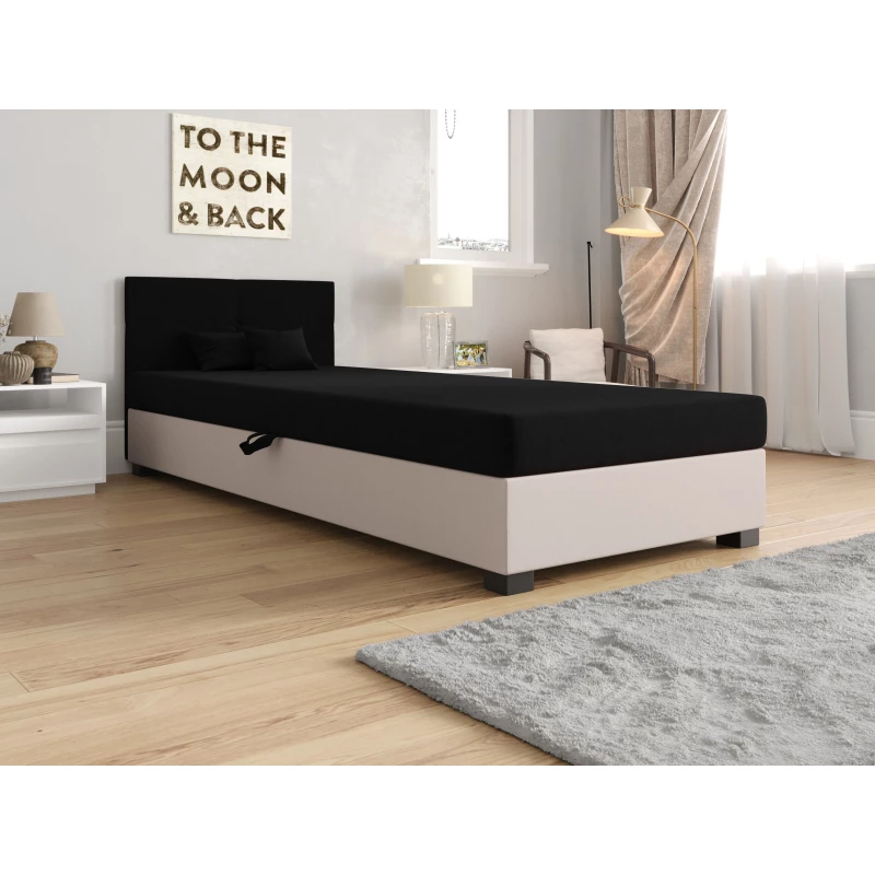 Jednolôžková čalúnená posteľ 100x195 LOCIKA 1 - čierna / ecru