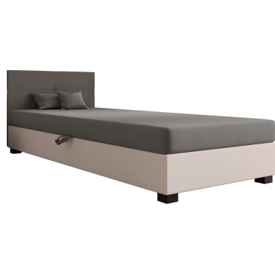 Jednolôžková čalúnená posteľ 100x195 LOCIKA 1 - svetlo šedá / ecru