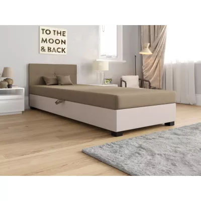 Jednolôžková čalúnená posteľ 90x195 LOCIKA 1 - hnedá / ecru