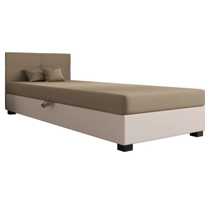 Jednolôžková čalúnená posteľ 110x195 LOCIKA 1 - hnedá / ecru