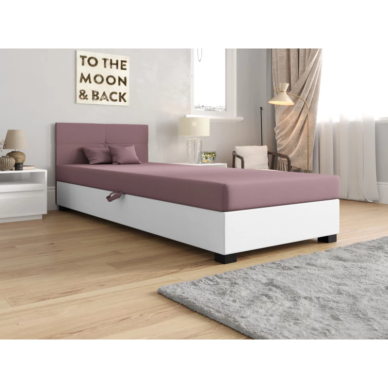 Jednolôžková čalúnená posteľ 120x195 LOCIKA 1 - ružová / biela