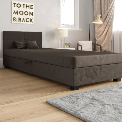 Jednolôžková čalúnená posteľ 100x195 LOCIKA 1 - tmavo hnedá