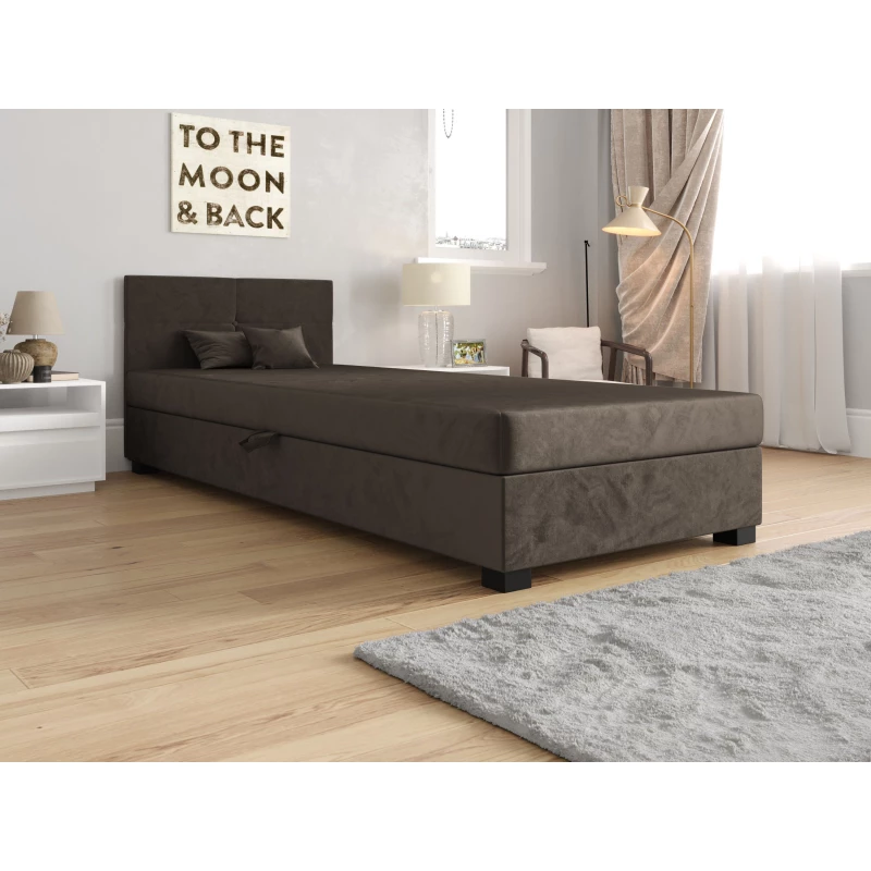 Jednolôžková čalúnená posteľ 100x195 LOCIKA 1 - tmavo hnedá