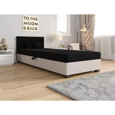 Jednolôžková čalúnená posteľ 80x195 LOCIKA 2 - čierna / ecru