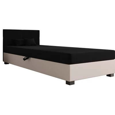 Jednolôžková čalúnená posteľ 100x195 LOCIKA 2 - čierna / ecru